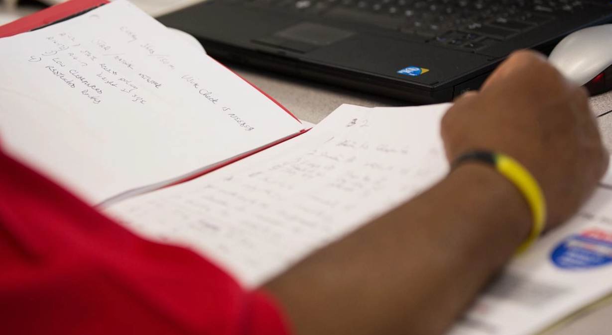 CDL applicant reviewing permit practice questions before the written test